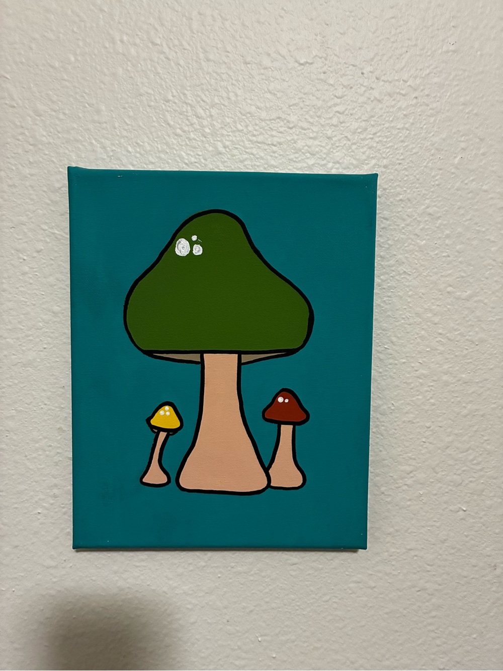 Canvas Mushroom Wall Art in Teal and Green - Unbranded